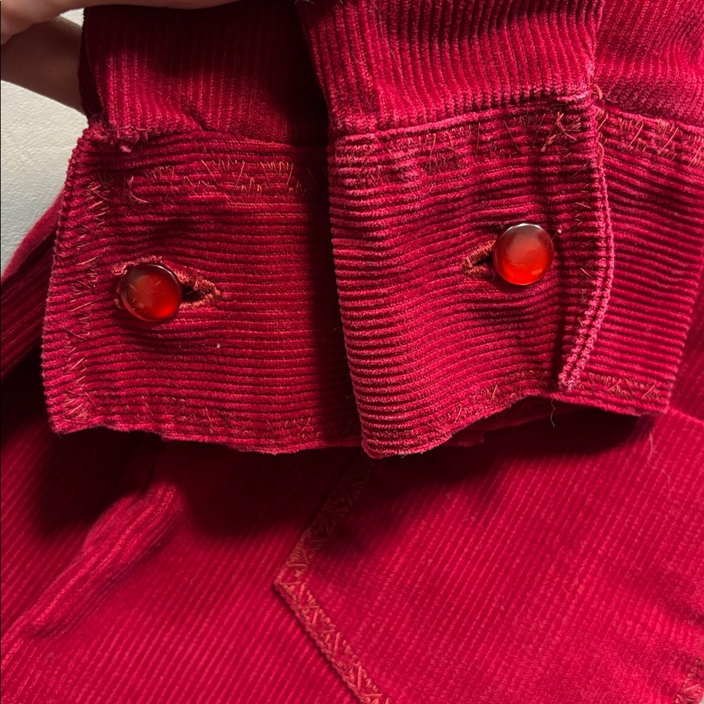 Handmade Wine Red Corduroy Airplane Detail Button-Up Shirt Size 4T - Picture 5 of 6